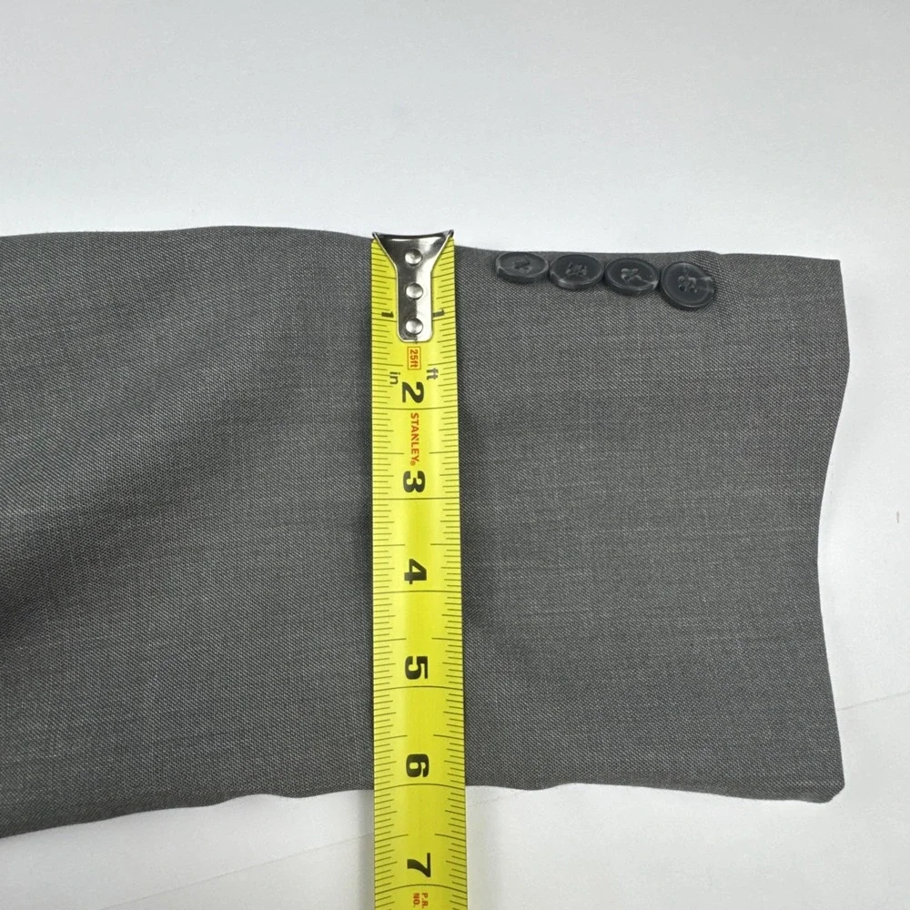 JF J.Ferrar Mens Blazer 38R Grey‎ Polyester Modern Fit Business Suit Jacket